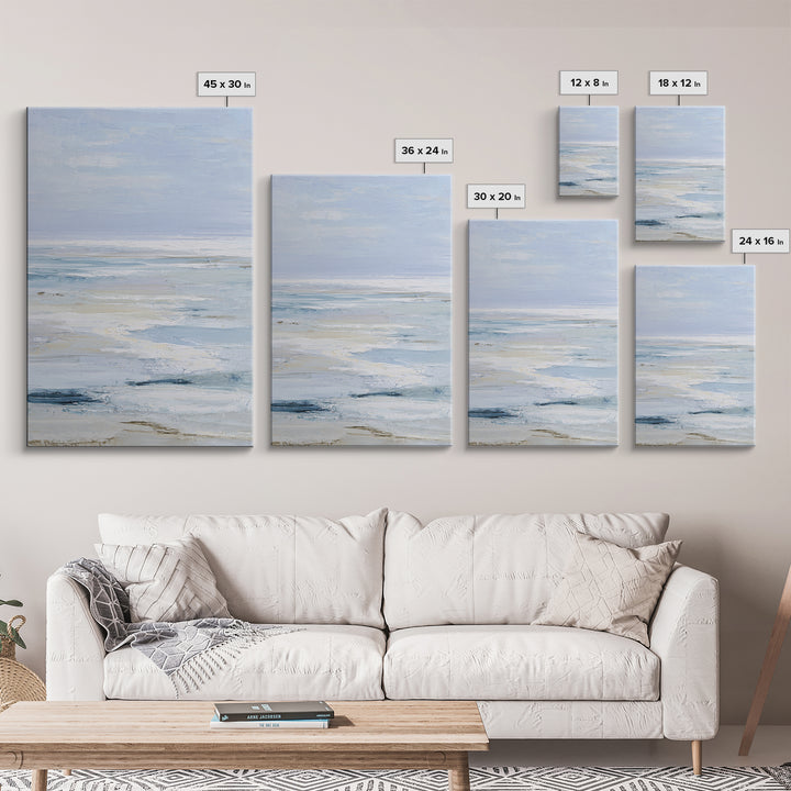 Coastal Horizon with Pale Sand and Water Framed Canvas Print, Waiting Room Art, Printable Wall Art, Waiting Room Decor, Calm, WRA-2x3-41