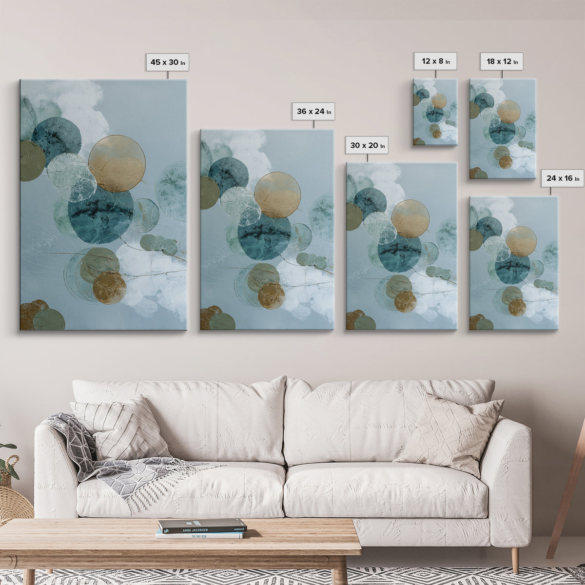 Abstract Circles Suggesting Calm Movement Framed Canvas Print, Waiting Room Art, Room Decor, Waiting Room Decor, Abstract Art, WRA-2x3-42