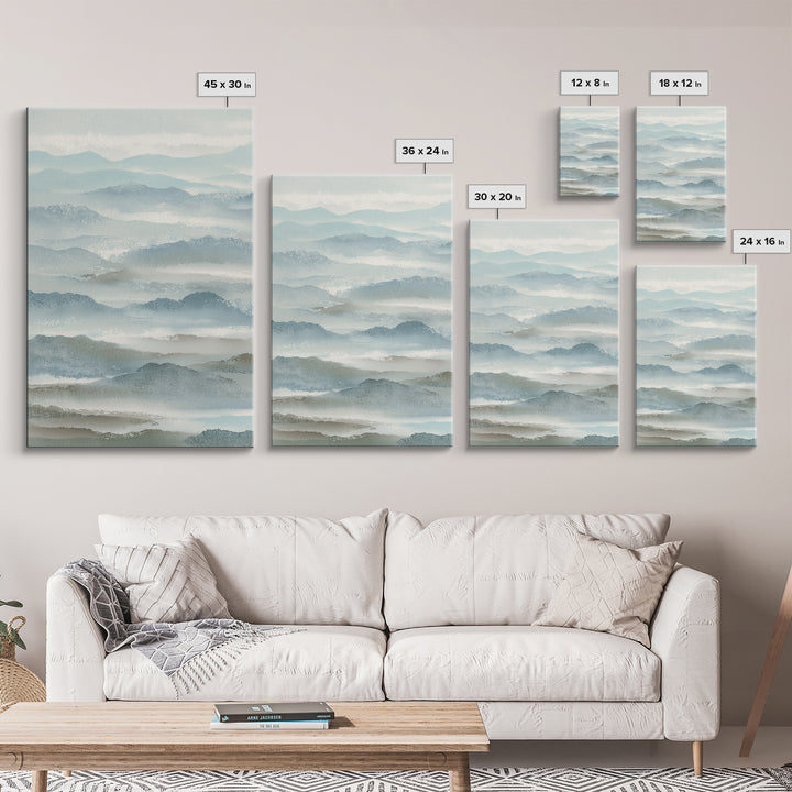 Simple Mountain Layers Framed Canvas Print, Waiting Room Art, Textured Painting, Waiting Room Decor, Calm, Printable Art, WRA-2x3-46