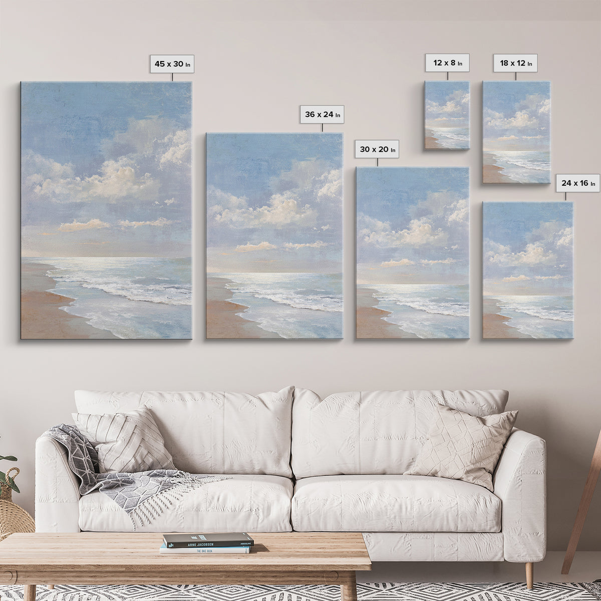 Coastal Horizon with Pale Sand and Water Canvas Print, Waiting Room Art, Office Wall Art, Waiting Room Decor, Oil Painting, WRA-2x3-65