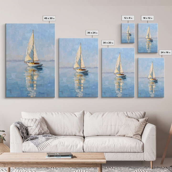 Quiet Sailboat on Calm Water Framed Canvas Print, Waiting Room Art, Abstract Art, Waiting Room Decor, Fine Art, Calm, WRA-2x3-75