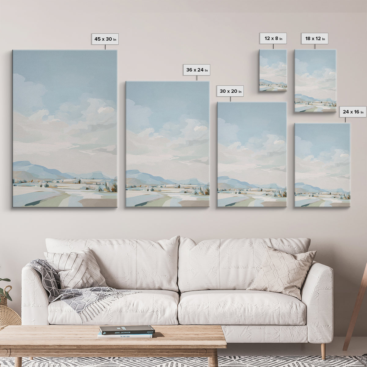 Calming Landscape with Open Sky and Gentle Canvas Print, Waiting Room Art, Art, Waiting Room Decor, Calm, Bauhaus Print, WRA-2x3-9