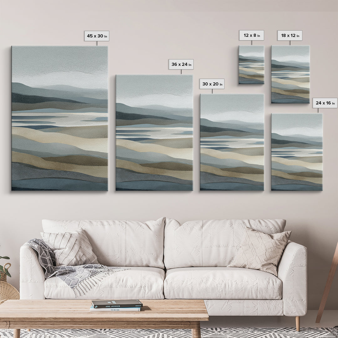 Simple Mountain Layers Framed Canvas Print, Waiting Room Art, Bedroom Decor, Waiting Room Decor, Fine Art, Calm, Abstract, WRA-2x3-94