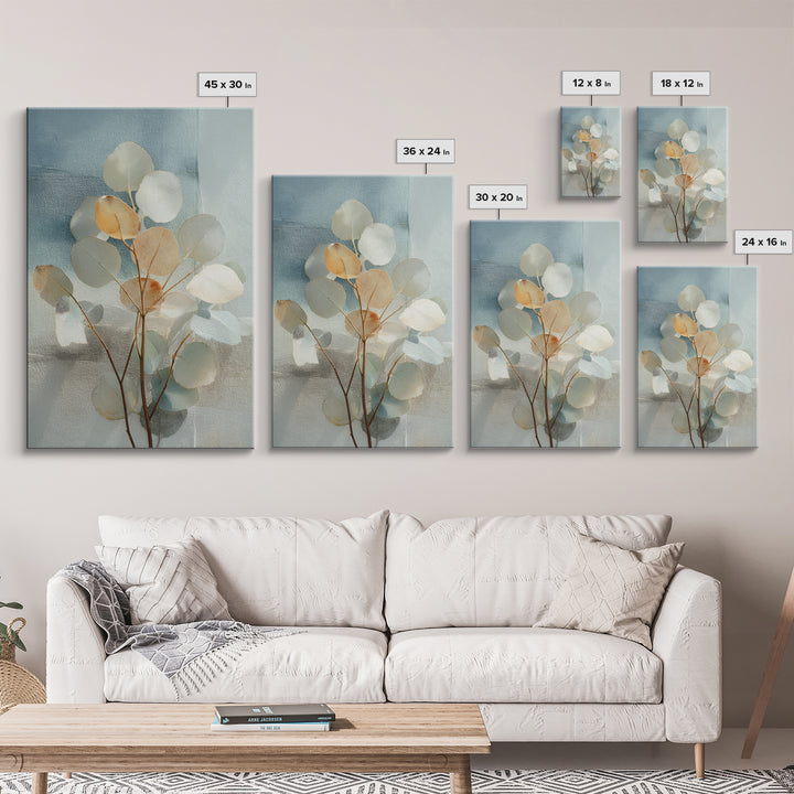 Clean Eucalyptus Leaf Study Framed Canvas Print, Waiting Room Art, Living Room Wall Art, Waiting Room Decor, Watercolor Art, WRA-2x3-97