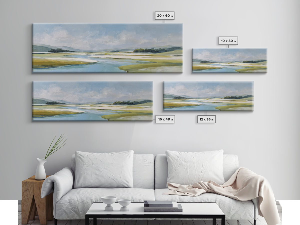 Blue Heron in Quiet Marsh Canvas Print, Waiting Room Art, Modern Decor, Waiting Room Decor, Abstract Art, Calm, Home Decor, WRA-3x1-100