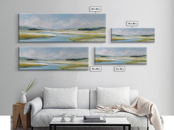 Blue Heron in Quiet Marsh Canvas Print, Waiting Room Art, Modern Decor, Waiting Room Decor, Abstract Art, Calm, Home Decor, WRA-3x1-100