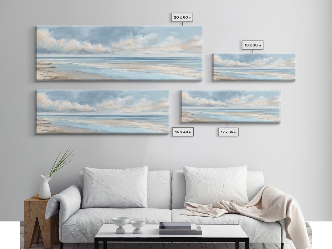 Coastal Horizon with Pale Sand and Water Canvas Print, Waiting Room Art, Landscape, Waiting Room Decor, Fine Art, Calm, WRA-3x1-25