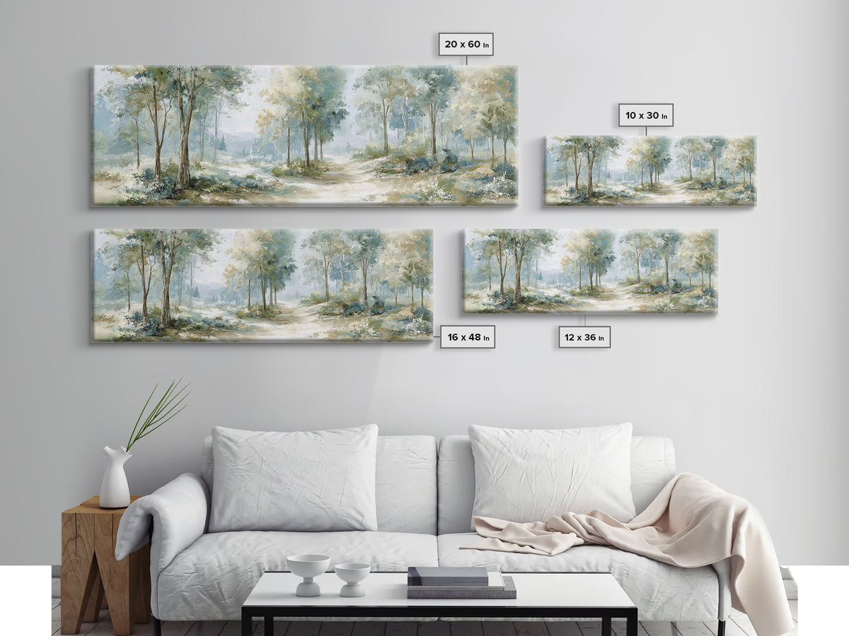 Misty Forest Path Canvas Print, Waiting Room Art, Gallery Decor, Waiting Room Decor, Fine Art, Calm, Contemporary Art, WRA-3x1-3