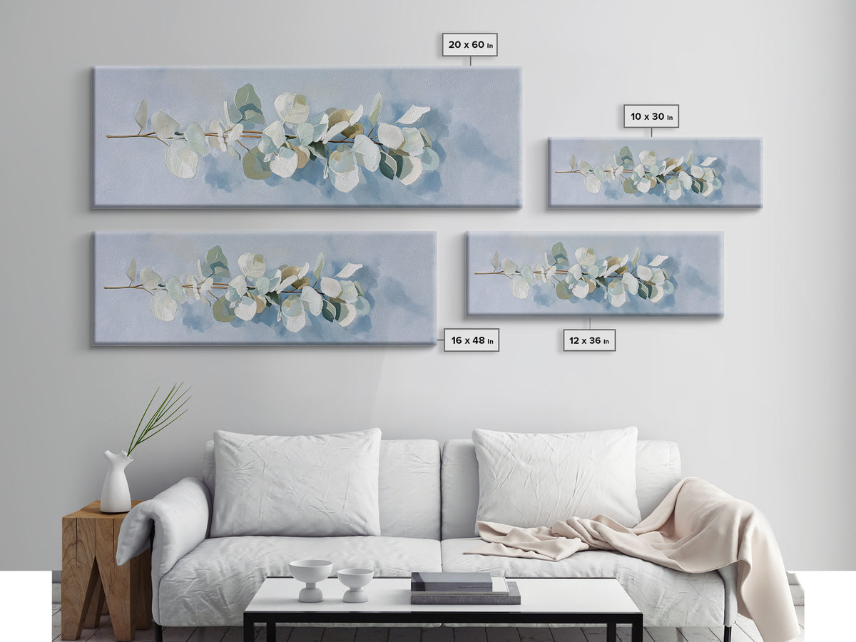 Clean Eucalyptus Leaf Study Canvas Print, Waiting Room Art, Minimalist Wall Art, Waiting Room Decor, Oil Painting, Calm, WRA-3x1-33