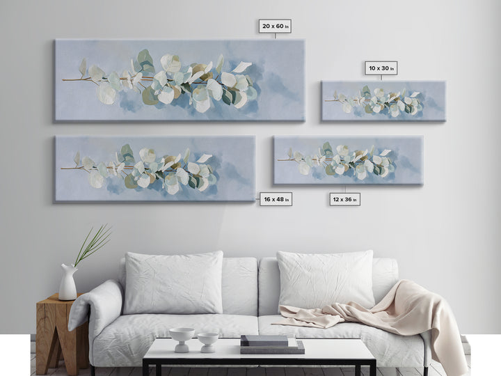 Clean Eucalyptus Leaf Study Canvas Print, Waiting Room Art, Minimalist Wall Art, Waiting Room Decor, Oil Painting, Calm, WRA-3x1-33