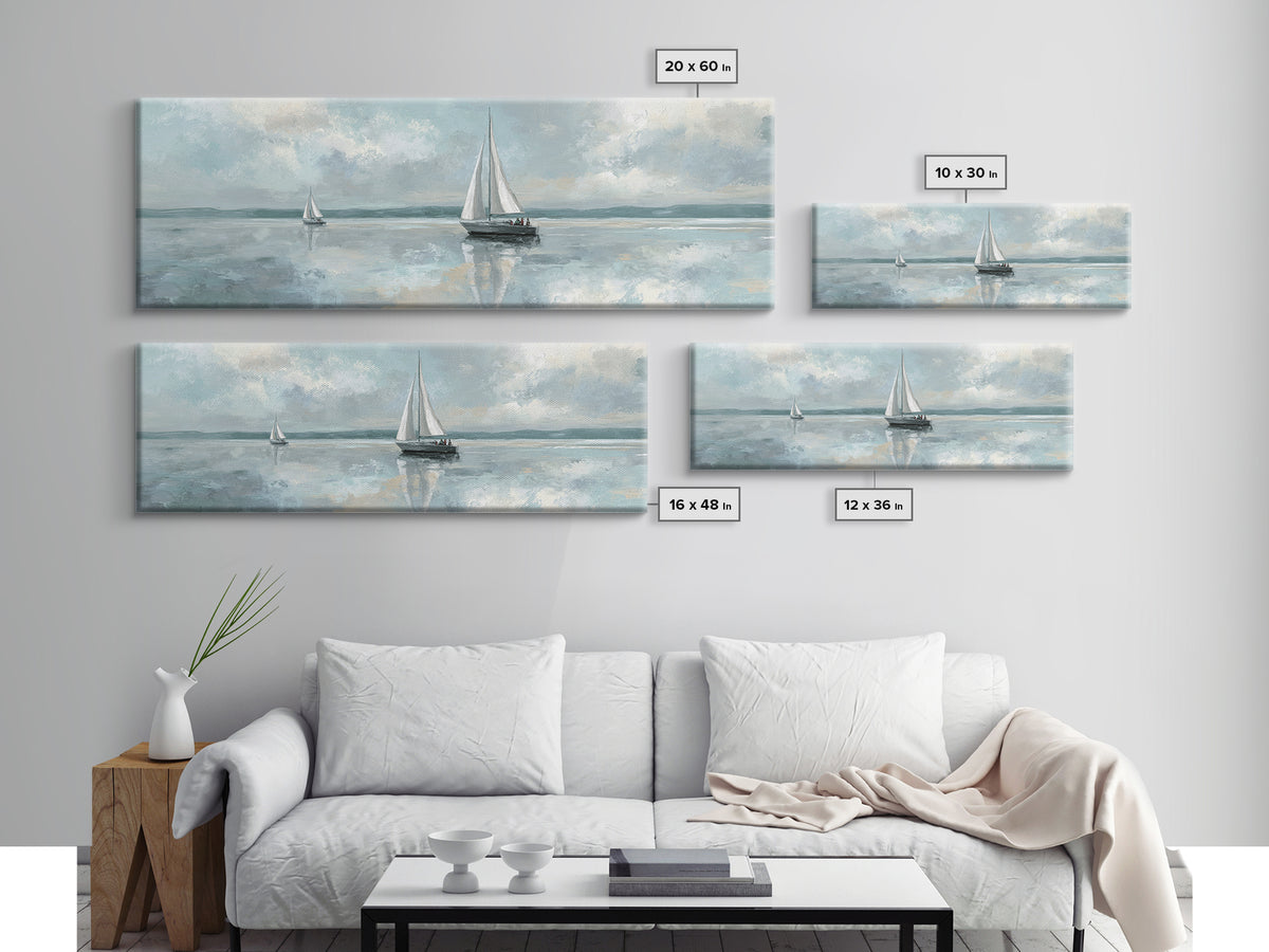 Quiet Sailboat on Calm Water Canvas Print, Waiting Room Art, Art Print, Waiting Room Decor, Fine Art, Calm, Abstract Art, WRA-3x1-35