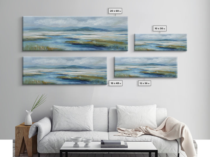 Blue Heron in Quiet Marsh Canvas Print, Waiting Room Art, Dental Wall Art, Waiting Room Decor, Watercolor Art, Calm, WRA-3x1-4