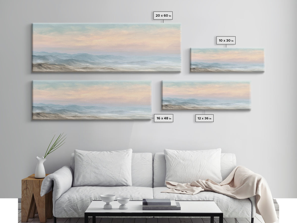 Warm Desert Sunrise Framed Canvas Print, Waiting Room Art, Printable Art, Waiting Room Decor, Watercolor Art, Calm, WRA-3x1-5