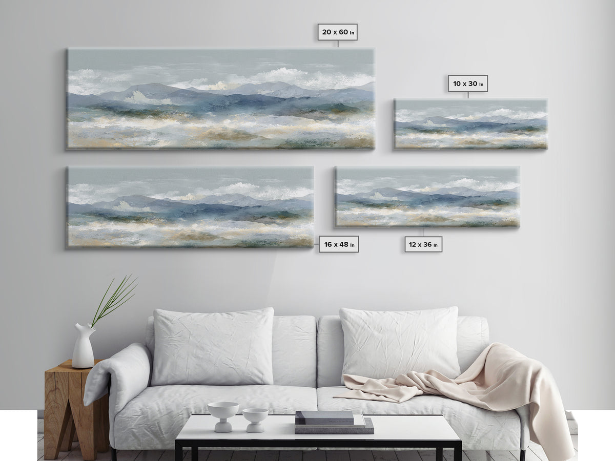 Simple Mountain Layers Canvas Print, Waiting Room Art, Dog Wall Art, Waiting Room Decor, Calm, Boho Decor, Luxury Decor, WRA-3x1-54
