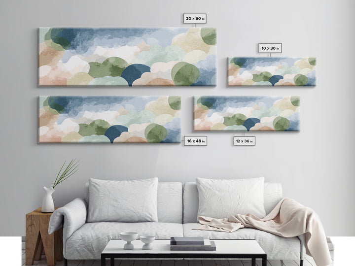 Pastel Rainbow Shapes for Pediatric Spaces Framed Canvas Print, Waiting Room Art, Floral Wall Art, Waiting Room Decor, Calm, WRA-3x1-58