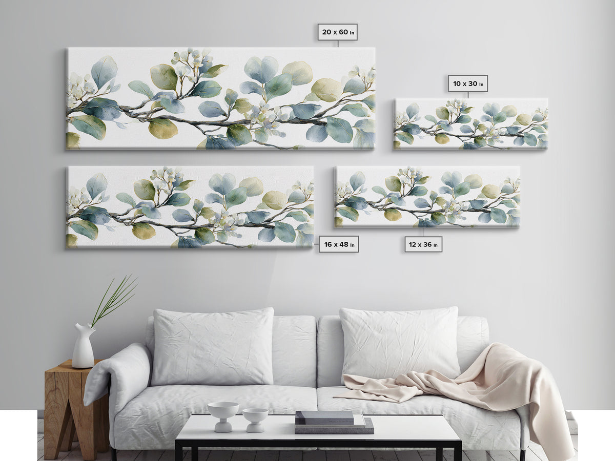 Neutral Botanical Branch Framed Canvas Print, Waiting Room Art, Bedroom Decor, Waiting Room Decor, Fine Art, Calm, Abstract, WRA-3x1-67