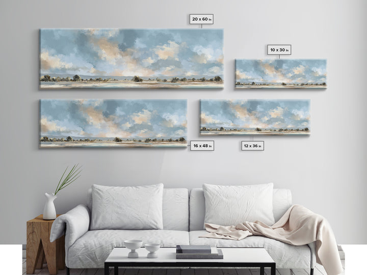 Warm Desert Sunrise Framed Canvas Print, Waiting Room Art, Abstract, Waiting Room Decor, Oil Painting, Calm, Modern Decor, WRA-3x1-77
