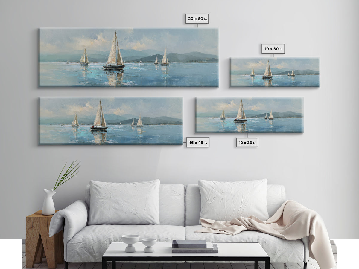 Quiet Sailboat on Calm Water Canvas Print, Waiting Room Art, Original Art, Waiting Room Decor, Fine Art, Calm, Office Art, WRA-3x1-83