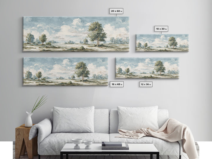 Open Field with Distant Tree Framed Canvas Print, Waiting Room Art, Abstract Art, Waiting Room Decor, Fine Art, Calm, WRA-3x1-87