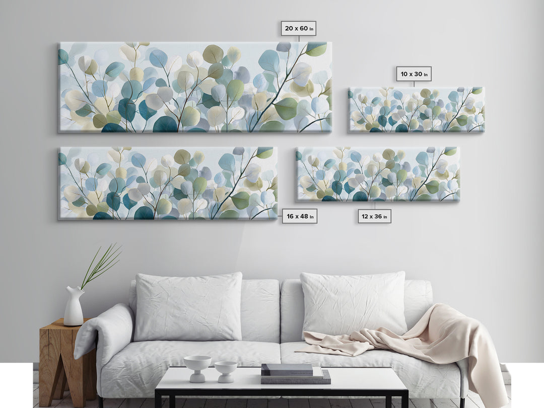 Clean Eucalyptus Leaf Study Framed Canvas Print, Waiting Room Art, Office Wall Art, Waiting Room Decor, Fine Art, Calm, WRA-3x1-9