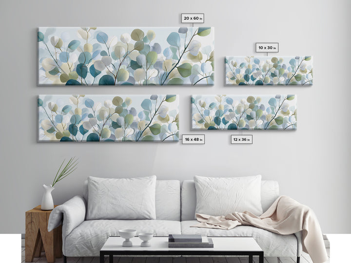 Clean Eucalyptus Leaf Study Framed Canvas Print, Waiting Room Art, Office Wall Art, Waiting Room Decor, Fine Art, Calm, WRA-3x1-9