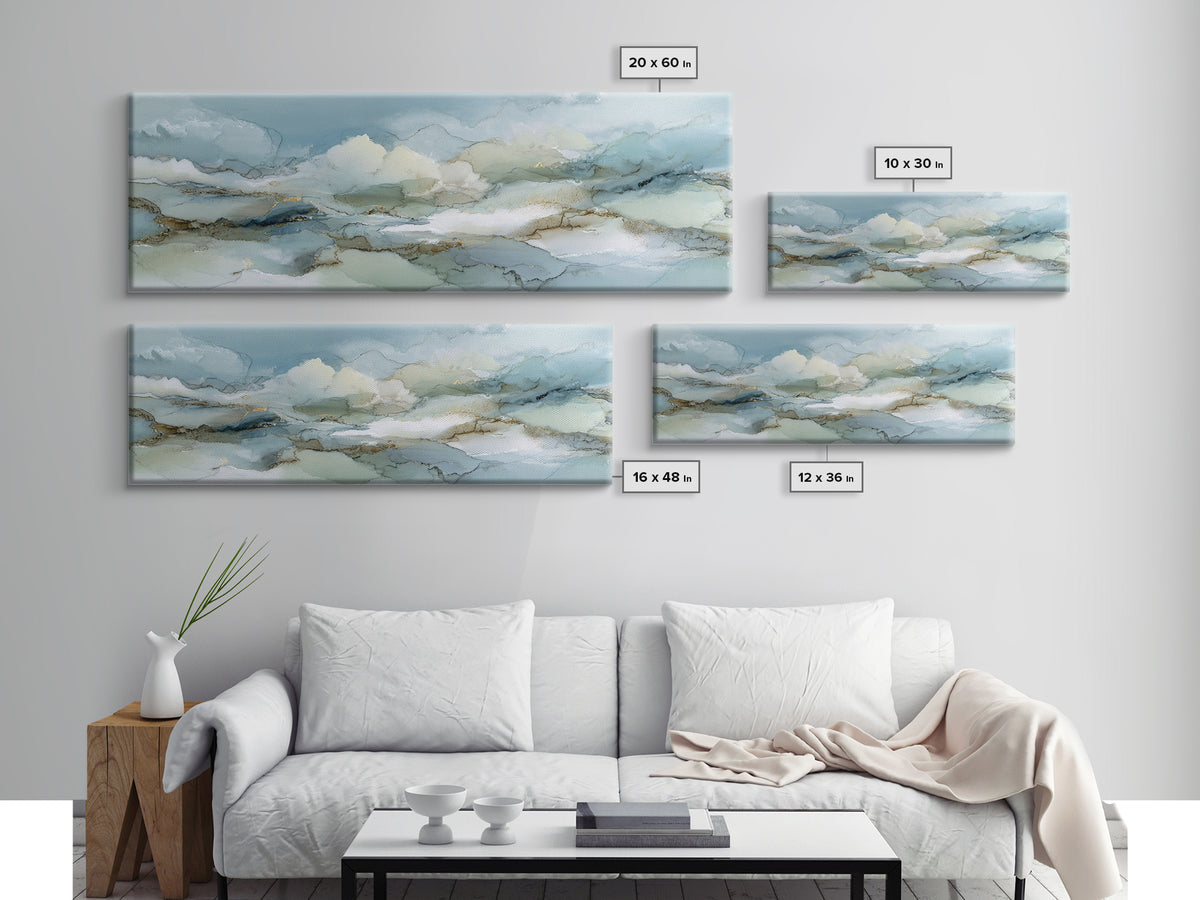 Soft Abstract Waves Framed Canvas Print, Waiting Room Art, Abstract, Waiting Room Decor, Abstract Art, Calm, Modern Decor, WRA-3x1-90