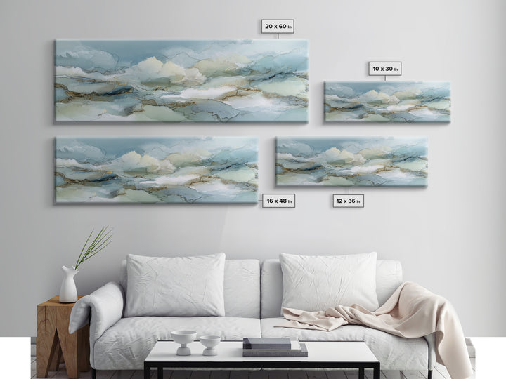 Soft Abstract Waves Framed Canvas Print, Waiting Room Art, Abstract, Waiting Room Decor, Abstract Art, Calm, Modern Decor, WRA-3x1-90
