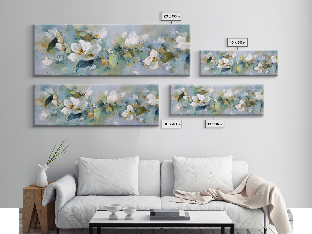 White Orchid on Light Gray Ground Canvas Print, Waiting Room Art, Textured Painting, Waiting Room Decor, Oil Painting, Calm, WRA-3x1-95