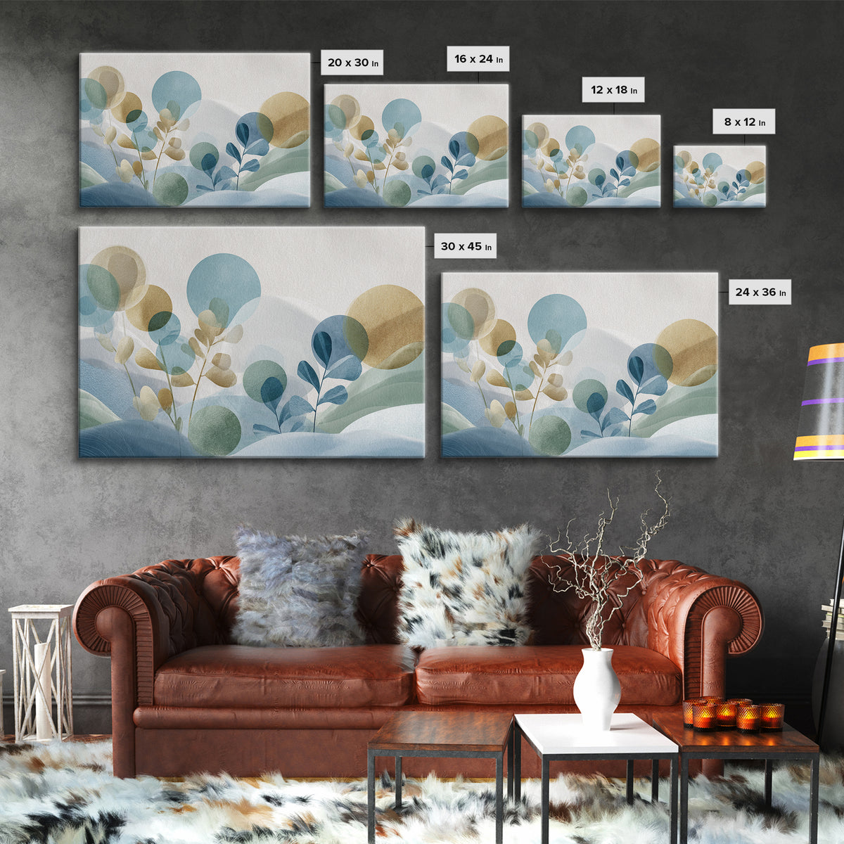 Abstract Circles Suggesting Calm Movement Framed Canvas Print, Waiting Room Art, Abstract Art, Waiting Room Decor, Calm, WRA-3x2-14