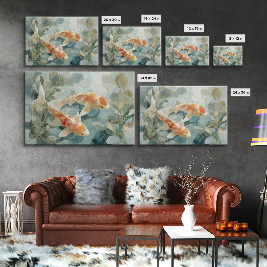 Gentle Koi Fish Canvas Print, Waiting Room Art, Office Wall Art, Waiting Room Decor, Watercolor Art, Calm, Dental Wall Art, WRA-3x2-26