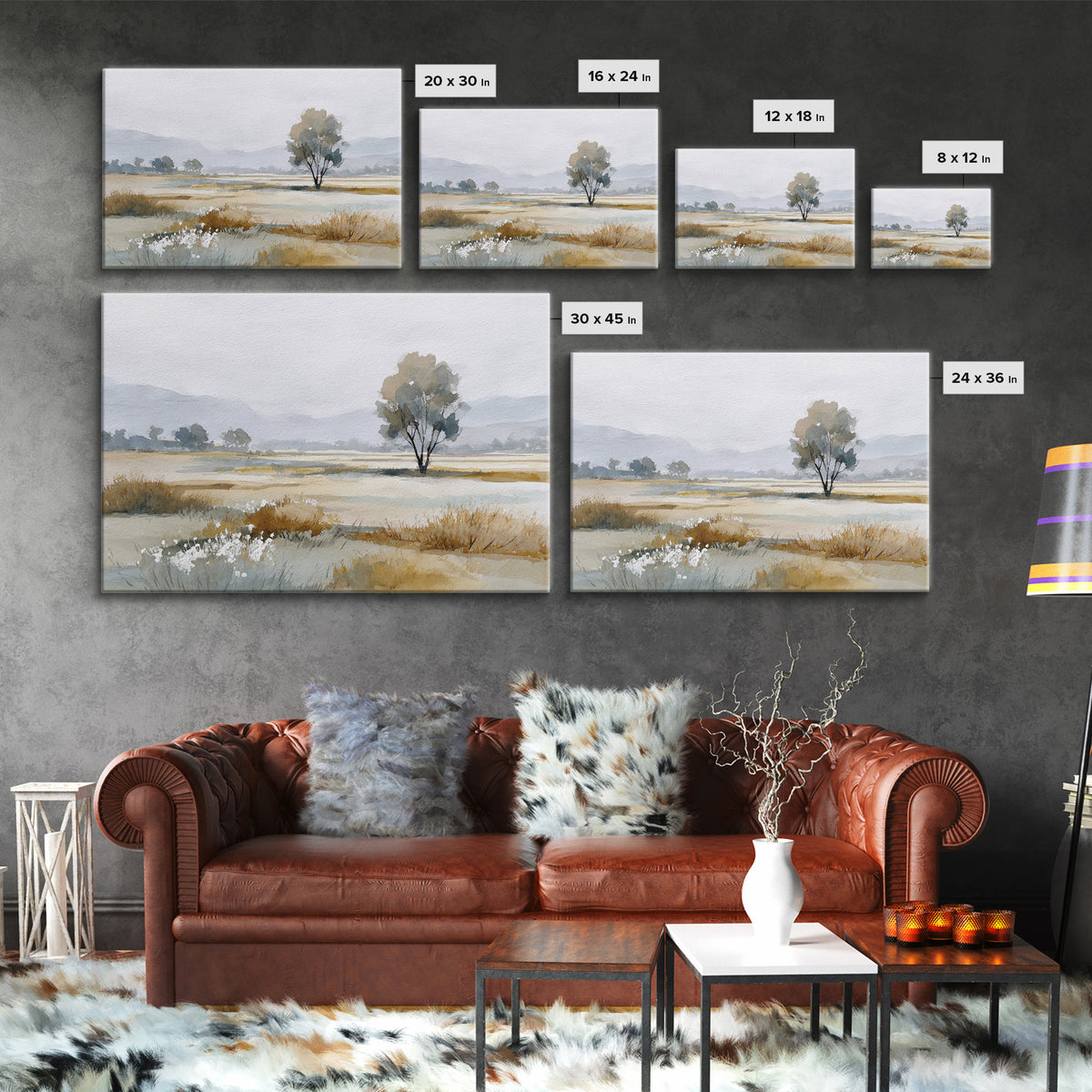 Open Field with Distant Tree Canvas Print, Waiting Room Art, Modern Art, Waiting Room Decor, Calm, Therapy Office Decor, WRA-3x2-3
