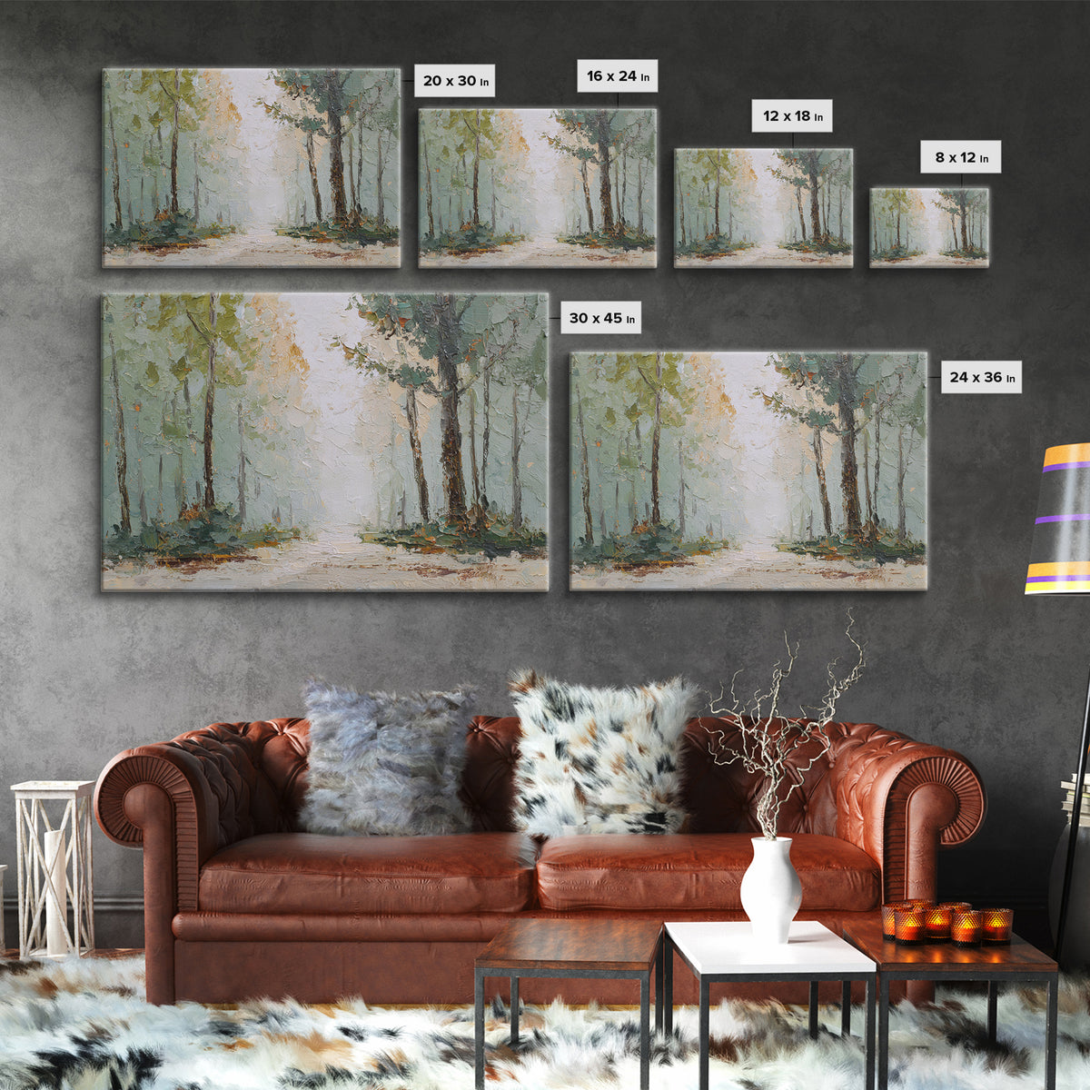 Misty Forest Path Framed Canvas Print, Waiting Room Art, Neutral Decor, Waiting Room Decor, Fine Art, Calm, Wall Art, WRA-3x2-39