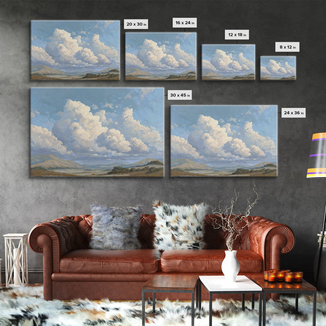 Large Cloudscape with Hopeful Light Canvas Print, Waiting Room Art, Abstract, Waiting Room Decor, Watercolor Art, Calm, WRA-3x2-44