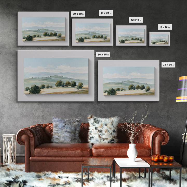 Calming Landscape with Open Sky and Gentle Framed Canvas Print, Waiting Room Art, Landscape, Waiting Room Decor, Oil Painting, WRA-3x2-5