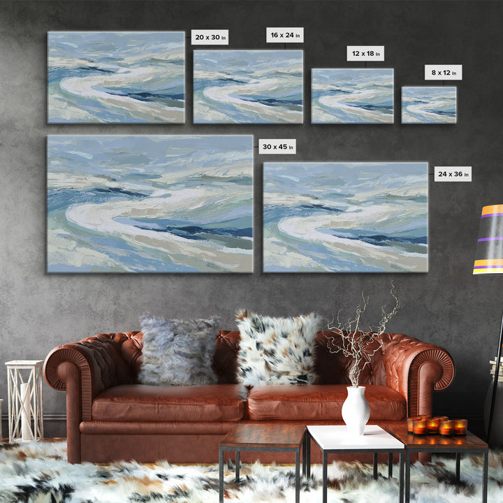 Soft Abstract Waves Framed Canvas Print, Waiting Room Art, Wall Sculpture, Waiting Room Decor, Fine Art, Calm, Dog Wall Art, WRA-3x2-6