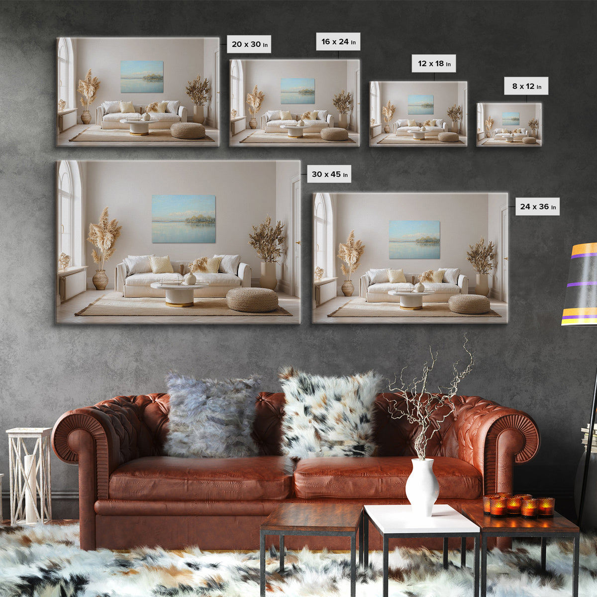 Peaceful Lake Reflection at Dawn Framed Canvas Print, Waiting Room Art, Living Room Wall Art, Waiting Room Decor, Calm, WRA-3x2-8