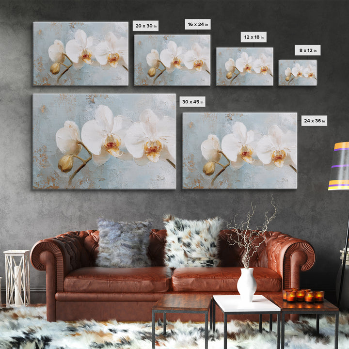White Orchid on Light Gray Ground Canvas Print, Waiting Room Art, Wall Art, Waiting Room Decor, Fine Art, Calm, Floral Wall Art, WRA-3x2-83