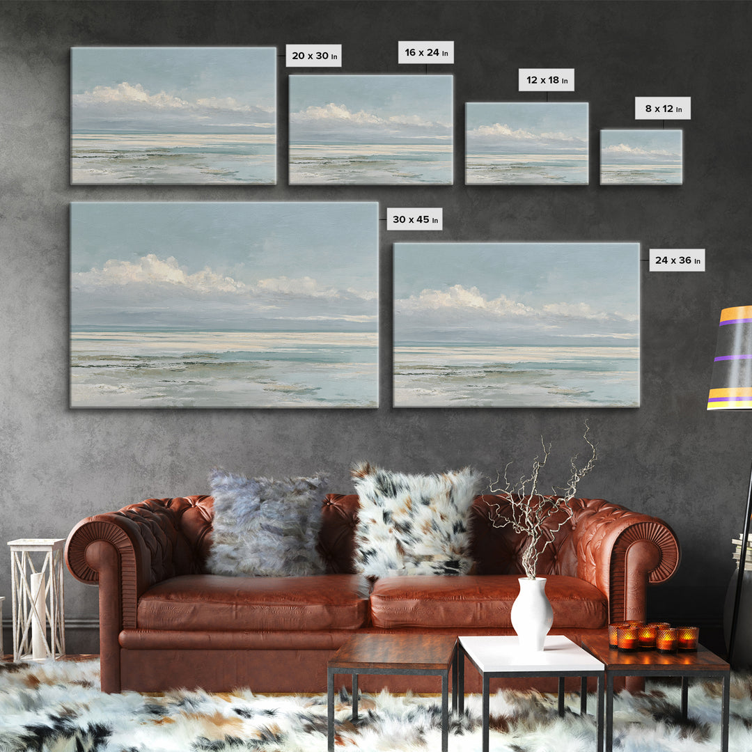 Coastal Horizon with Pale Sand and Water Canvas Print, Waiting Room Art, Dental Office Decor, Waiting Room Decor, Calm, WRA-3x2-85