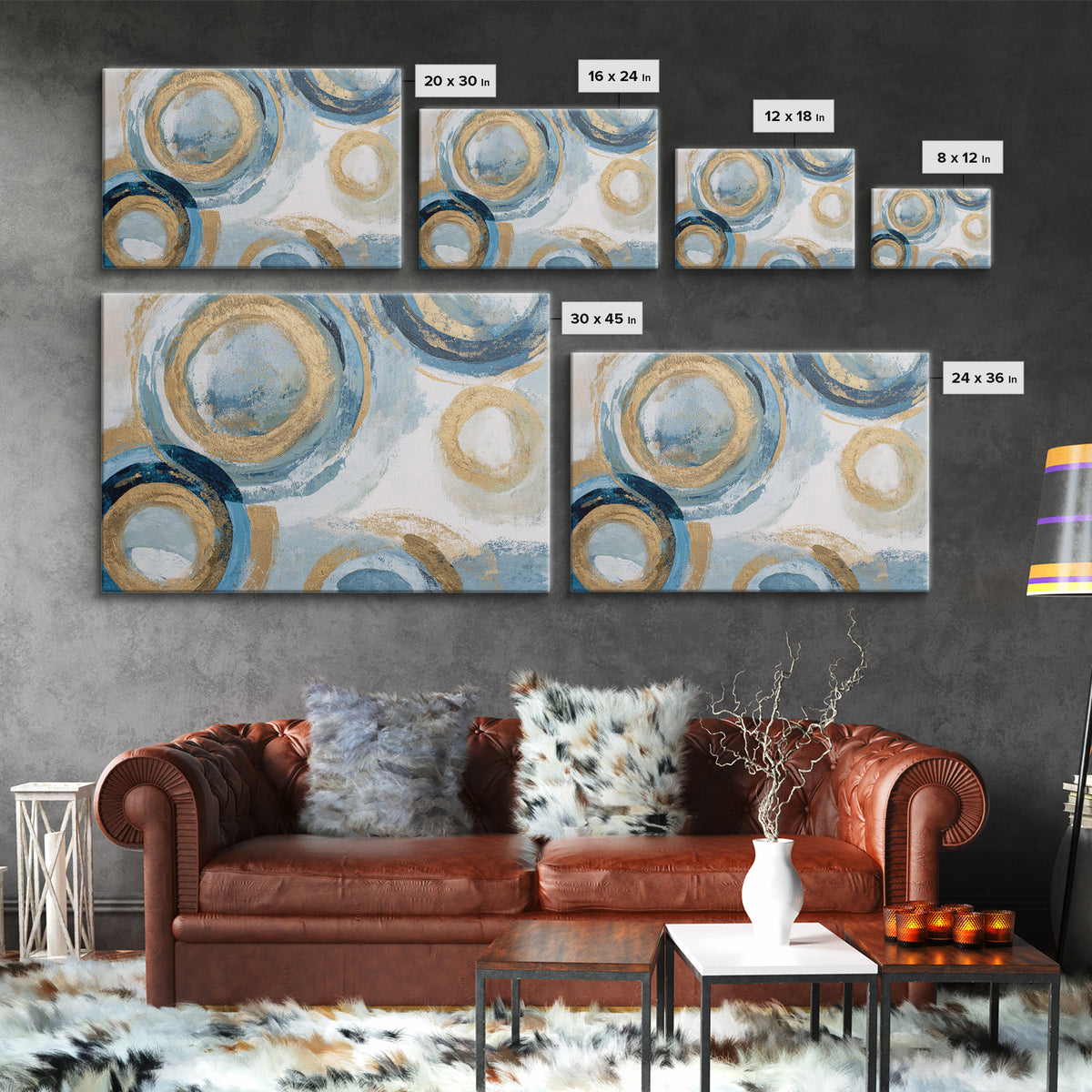 Abstract Circles Suggesting Calm Movement Framed Canvas Print, Waiting Room Art, Office Art, Waiting Room Decor, Abstract Art, WRA-3x2-86