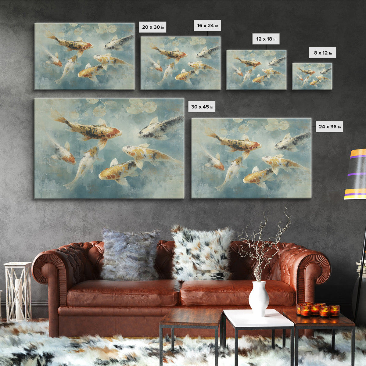 Gentle Koi Fish Canvas Print, Waiting Room Art, Digital Art Print, Waiting Room Decor, Fine Art, Calm, Fine Art Print, WRA-3x2-98