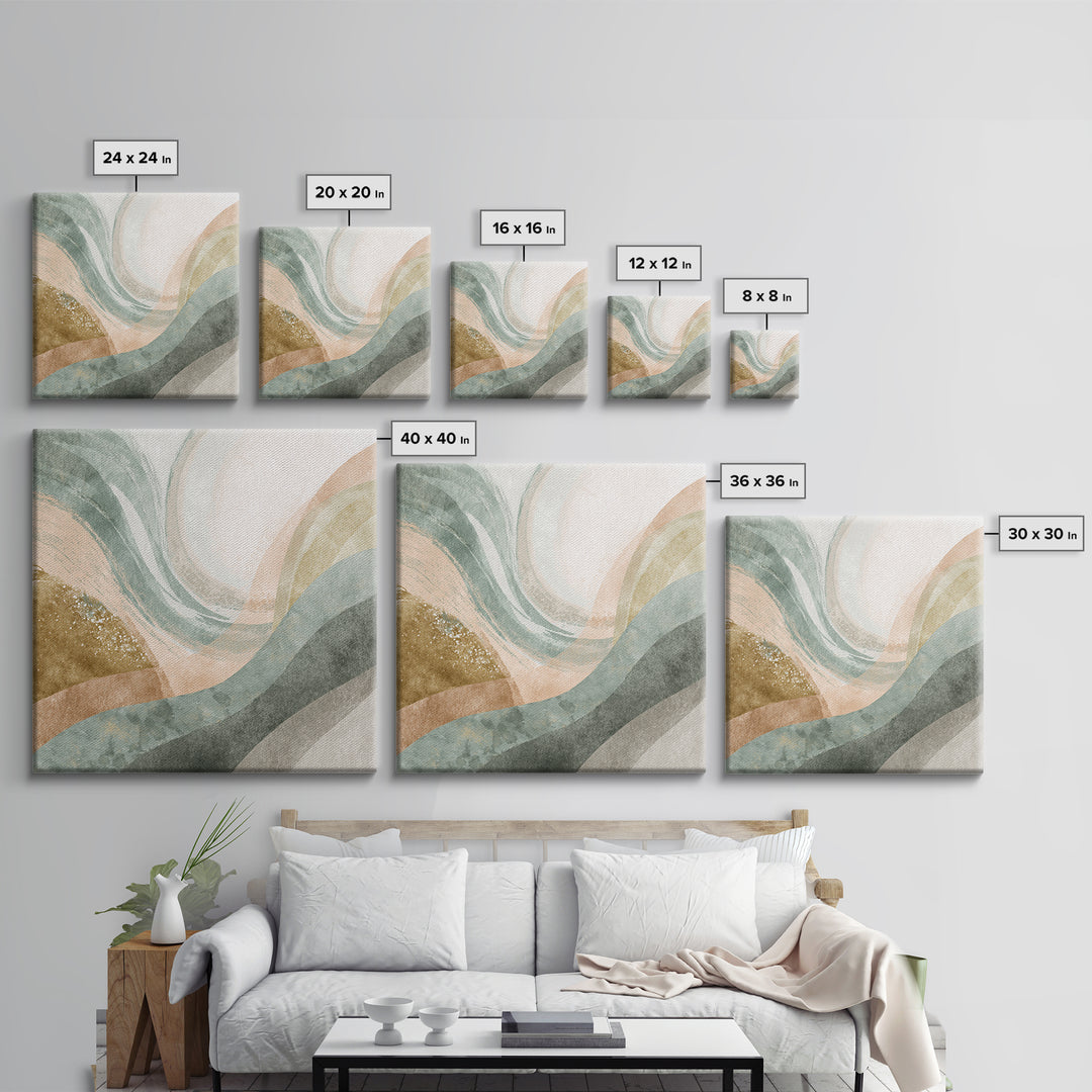 Abstract Breath Waves Framed Canvas Print, Yoga Studio Art, Modern Decor, Yoga Studio Decor, Fine Art, Balance, Art Print, YSA-1x1-79