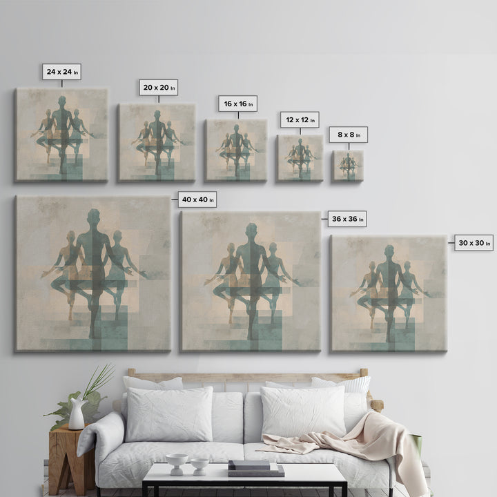 Sun Salutation Silhouette Sequence Without Text Canvas Print, Yoga Studio Art, Wall Art Print, Yoga Studio Decor, Balance, YSA-1x1-8