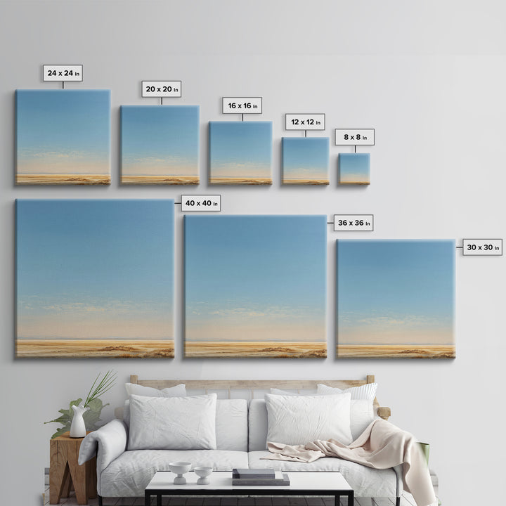 Peaceful Desert Horizon Framed Canvas Print, Yoga Studio Art, Feminine Wall Art, Yoga Studio Decor, Fine Art, Balance, YSA-1x1-84