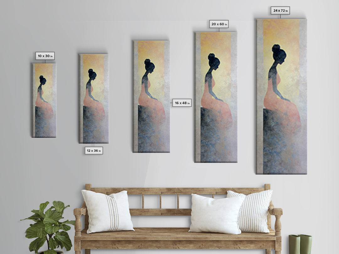 Soft Watercolor Aura Around Seated Figure Canvas Print, Yoga Studio Art, Wall Art, Yoga Studio Decor, Fine Art, Balance, YSA-1x3-35