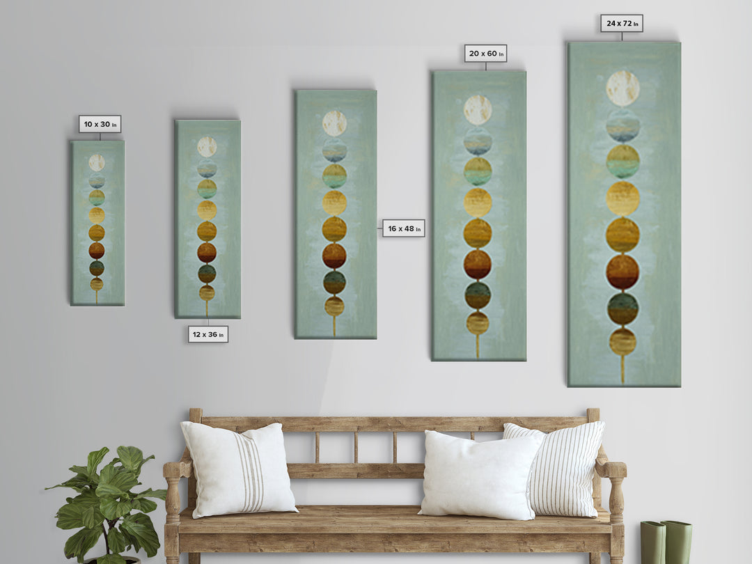 Chakra Color Circles Framed Canvas Print, Yoga Studio Art, Boho Wall Hanging, Yoga Studio Decor, Fine Art, Balance, YSA-1x3-50
