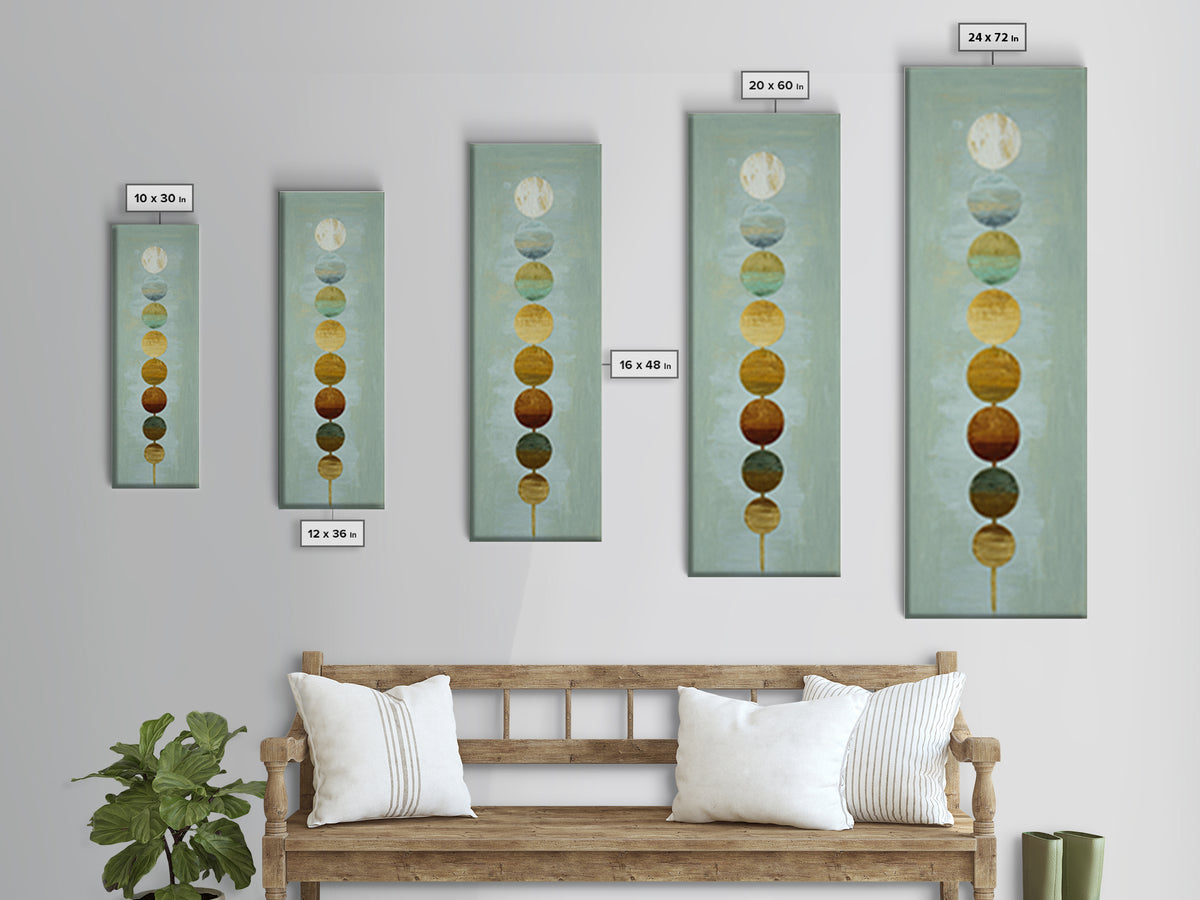 Chakra Color Circles Framed Canvas Print, Yoga Studio Art, Boho Wall Hanging, Yoga Studio Decor, Fine Art, Balance, YSA-1x3-50