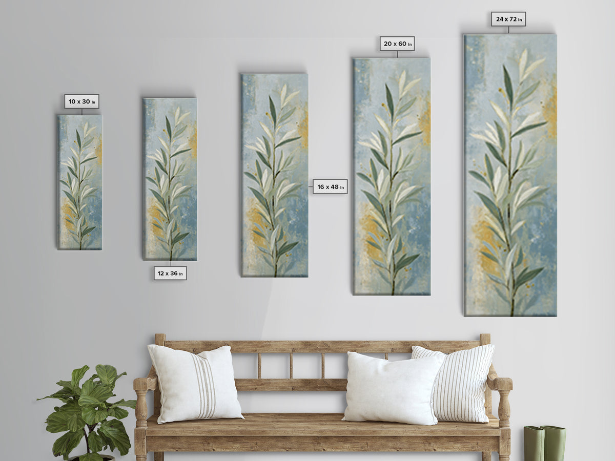 Sage Green Botanical Branch Study Framed Canvas Print, Yoga Studio Art, Neutral Decor, Yoga Studio Decor, Fine Art, Balance, YSA-1x3-53