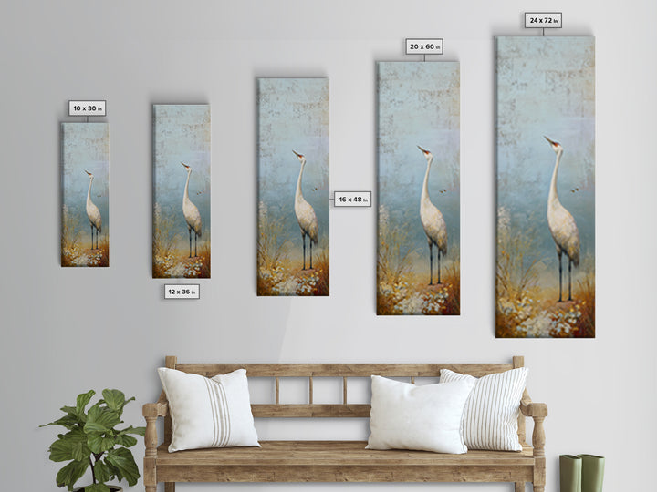 White Crane in Misty Morning Framed Canvas Print, Yoga Studio Art, Black and White Art, Yoga Studio Decor, Fine Art, Balance, YSA-1x3-75