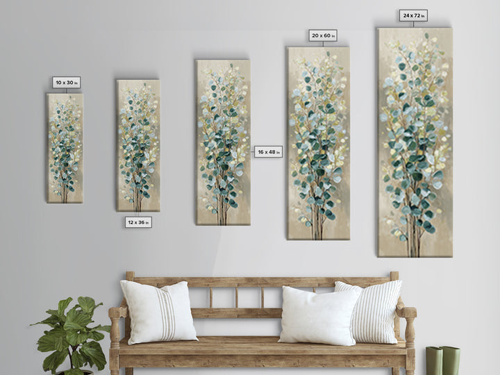 Sage Green Botanical Branch Study Canvas Print, Yoga Studio Art, Luxury Decor, Yoga Studio Decor, Balance, Living Room Decor, YSA-1x3-77
