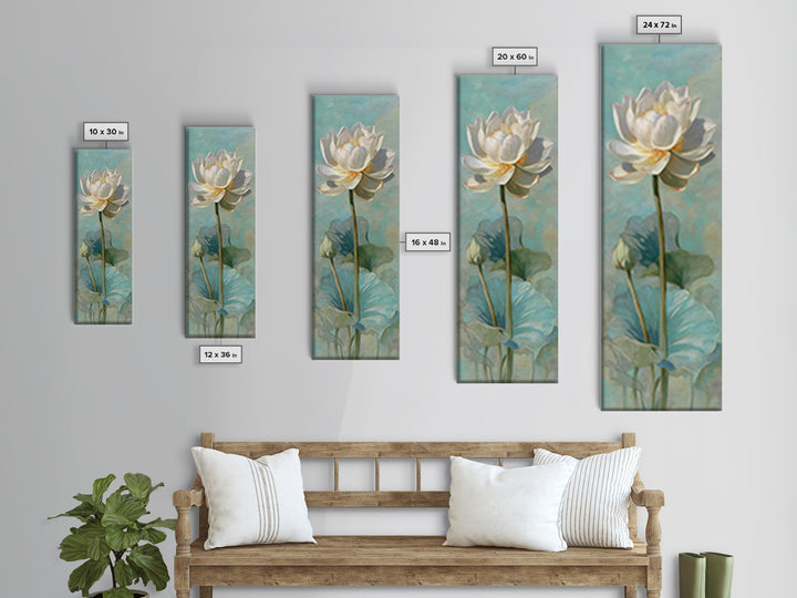 Lotus Flower with Soft Golden Glow Framed Canvas Print, Yoga Studio Art, Zen Wall Art, Yoga Studio Decor, Fine Art, Balance, YSA-1x3-87
